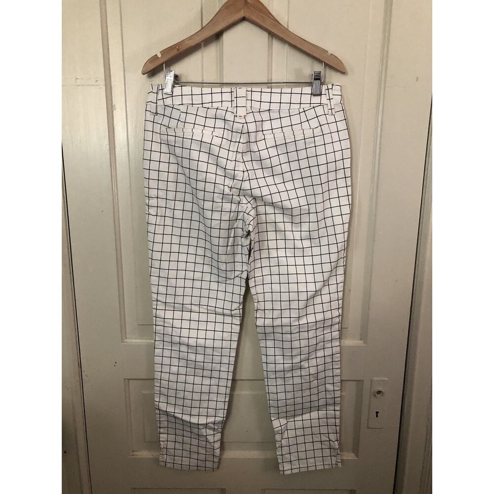 NYDJ Not Your Daughters Windowpane Grid Twill Ankle Pants Black White Size 10 - Picture 7 of 13